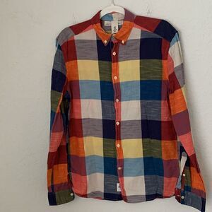 LOGG Cotton Multicolor Plaid Men’s Shirt Size M